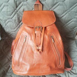 Moroccan Brown Leather Travel Backpack